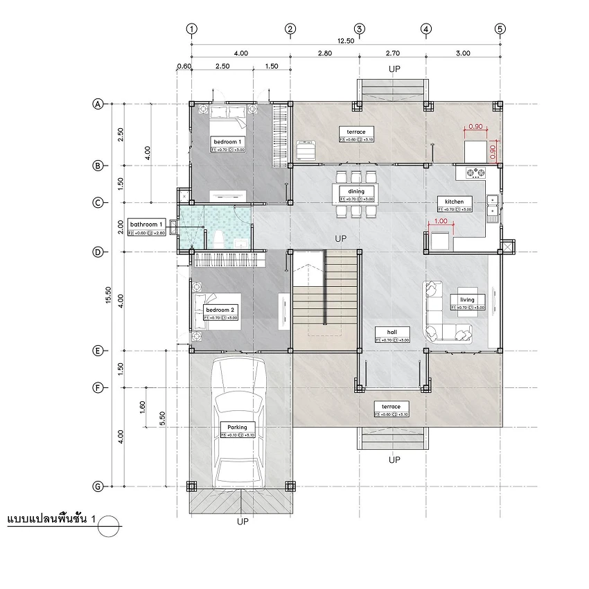 แบบบ้าน es-15 บ้านเดี่ยวสองชั้น สไตล์โมเดิร์น คอนเทมโพรารี่