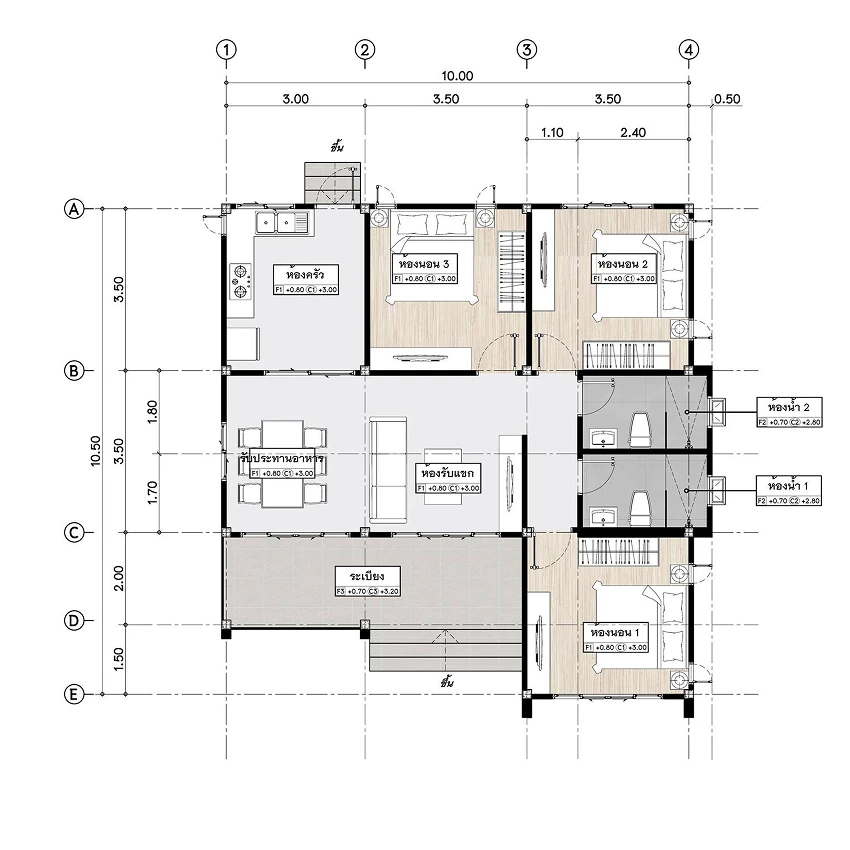 แบบบ้าน es-16 บ้านเดี่ยวสองชั้น สไตล์โมเดิร์น คอนเทมโพรารี่