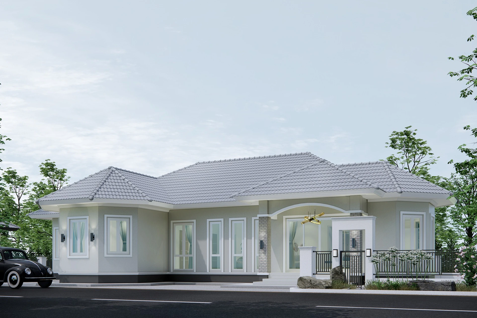 แบบบ้าน es-18 บ้านเดี่ยวสองชั้น สไตล์โมเดิร์น คอนเทมโพรารี่