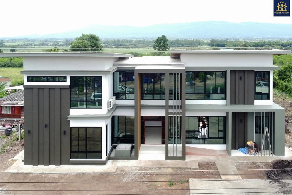 ภาพถ่ายหน้าบ้านมุมโดรน